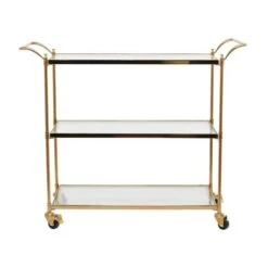 Brass Iron Traditional Bar Cart, 31" X 38" X 14"
