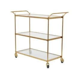 Brass Iron Traditional Bar Cart, 31" X 38" X 14" -Michaels Decor Sale D502500S 2