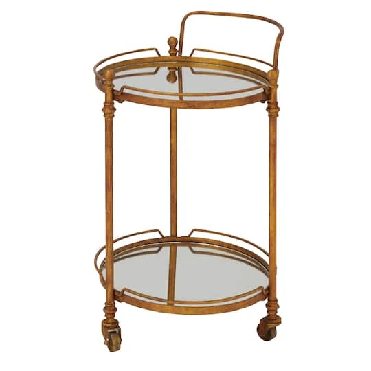 Brass Iron Bar Cart, 31" X 19" X 18" 5 Brass Iron Bar Cart, 31" X 19" X 18" - Image 3
