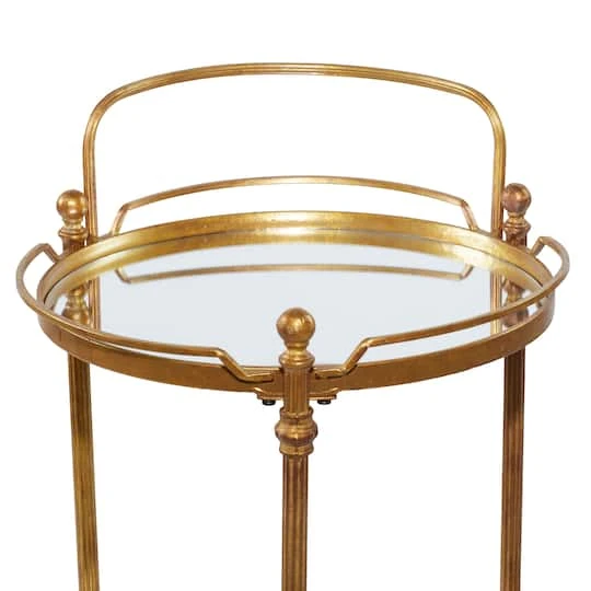 Brass Iron Bar Cart, 31" X 19" X 18" 7 Brass Iron Bar Cart, 31" X 19" X 18" - Image 5