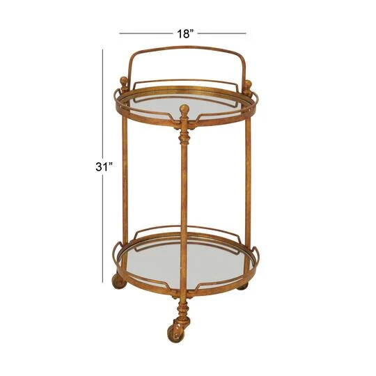 Brass Iron Bar Cart, 31" X 19" X 18" 8 Brass Iron Bar Cart, 31" X 19" X 18" - Image 6