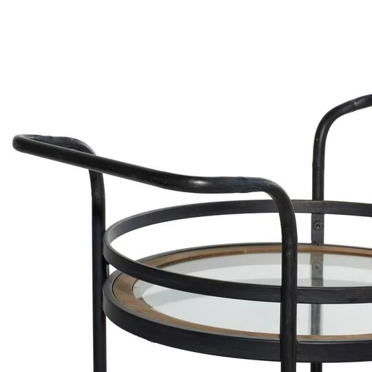 Brown Wood Industrial Bar Cart 35" X 21" X 16" 8 Brown Wood Industrial Bar Cart 35" X 21" X 16" - Image 6