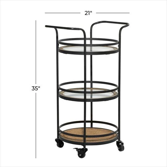 Brown Wood Industrial Bar Cart 35" X 21" X 16" 9 Brown Wood Industrial Bar Cart 35" X 21" X 16" - Image 7