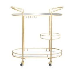 Gold Metal Contemporary Bar Cart, 33" X 31" X 16" -Michaels Decor Sale D502511S 2