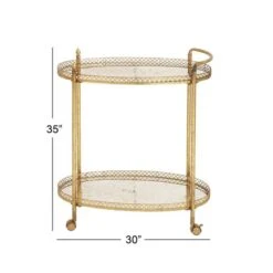 Gold Iron And Glass Traditional Bar Cart, 35" X 30" X 16" -Michaels Decor Sale D502516S 5