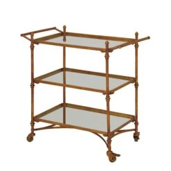 Brass Iron Bar Cart, 33" X 35" X 18" 12 Brass Iron Bar Cart, 33" X 35" X 18" -Michaels Decor Sale D502523S 2