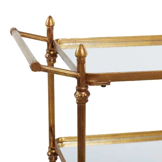 Brass Iron Bar Cart, 33" X 35" X 18" 8 Brass Iron Bar Cart, 33" X 35" X 18" - Image 6