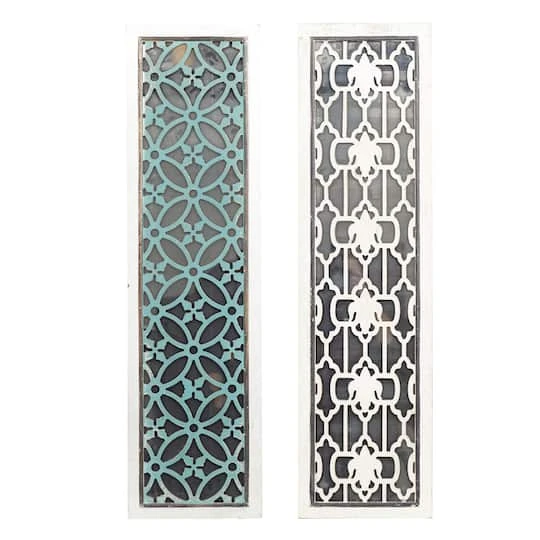 Set Of 2 White Wood Glam Wall Decor, 12" X 43" 3 Set Of 2 White Wood Glam Wall Decor, 12" X 43"