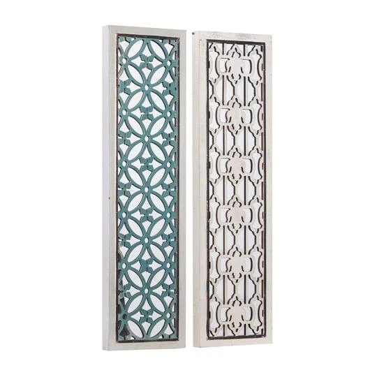 Set Of 2 White Wood Glam Wall Decor, 12" X 43" 5 Set Of 2 White Wood Glam Wall Decor, 12" X 43" - Image 3