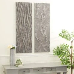 Set Of 2 Grey Wood Modern Abstract Wall Decor, 16" X 48" -Michaels Decor Sale D502539S 9