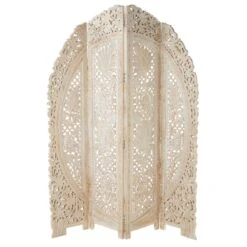 White Mango Wood Eclectic Room Divider Screen, 72 " X 60 " X 2 " -Michaels Decor Sale D502609S 2