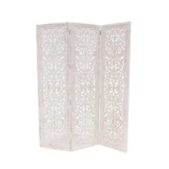 White Mango Wood Farmhouse Room Divider Screen, 69 " X 60 " X 1 "