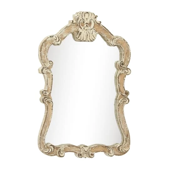 Cream Vintage Wood Wall Mirror, 39" X 25" 4 Cream Vintage Wood Wall Mirror, 39" X 25" - Image 2
