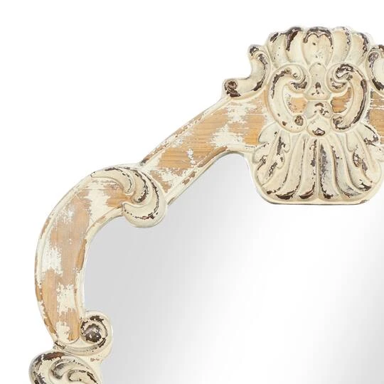 Cream Vintage Wood Wall Mirror, 39" X 25" 6 Cream Vintage Wood Wall Mirror, 39" X 25" - Image 4