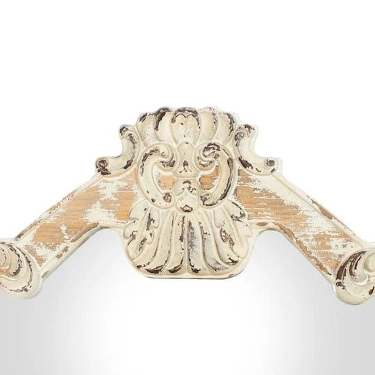 Cream Vintage Wood Wall Mirror, 39" X 25" 7 Cream Vintage Wood Wall Mirror, 39" X 25" - Image 5