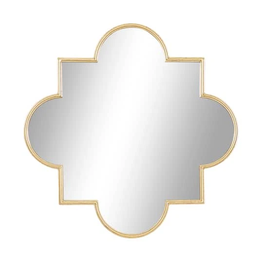 Gold Metal Contemporary Mirror, 34" X 1" X 34" 4 Gold Metal Contemporary Mirror, 34" X 1" X 34" - Image 2