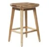 Brown Wood Contemporary Stool, 24" X 17" X 14"