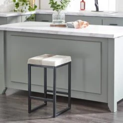 Black Iron And Leather Industrial Stool, 24" X 14" X 14" -Michaels Decor Sale D503730S 10