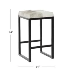 Black Iron And Leather Industrial Stool, 24" X 14" X 14" -Michaels Decor Sale D503730S 9