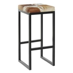 Brown Iron Industrial Stool, 29" X 14" X 14"