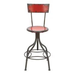 41" Metal Vintage Bar Chair Red