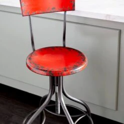 41" Metal Vintage Bar Chair Red -Michaels Decor Sale D503735S 6