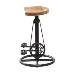 Brown Mango Wood Industrial Counter Stool 25" X 17" X 17" -Michaels Decor Sale D503736S 2