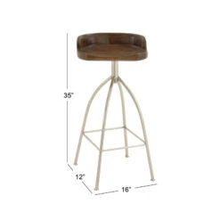 Brown Iron And Wood Contemporary Bar Stool, 33" X 16" X 12" -Michaels Decor Sale D503737S 7