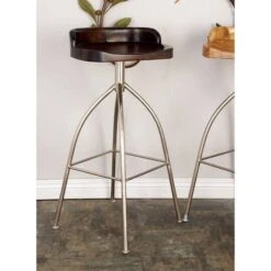 Brown Iron And Wood Contemporary Bar Stool, 33" X 16" X 12" -Michaels Decor Sale D503737S 8