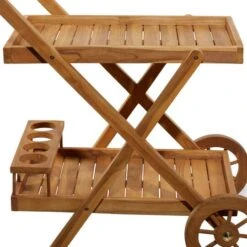 Brown Teak Wood Traditional Outdoor Rolling Serving Cart, 32" X 32" X 21" 19 Brown Teak Wood Traditional Outdoor Rolling Serving Cart, 32" X 32" X 21" -Michaels Decor Sale D503738S 6
