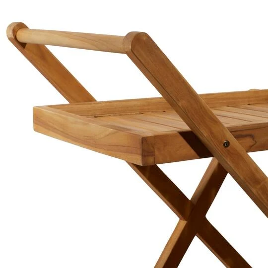 Brown Teak Wood Traditional Outdoor Rolling Serving Cart, 32" X 32" X 21" 11 Brown Teak Wood Traditional Outdoor Rolling Serving Cart, 32" X 32" X 21" - Image 9