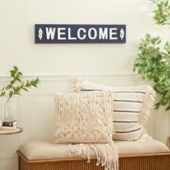 Coastal Blue And White Wood And Metal Welcome Sign, 6" X 32" X 2" -Michaels Decor Sale D503911S 7