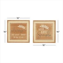 Set Of 2 Brown Wood Farmhouse Wall Decor 16"x 16" -Michaels Decor Sale D503914S 6