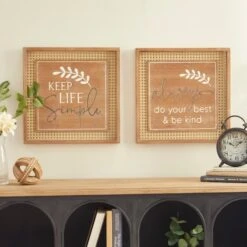 Set Of 2 Brown Wood Farmhouse Wall Decor 16"x 16" -Michaels Decor Sale D503914S 7
