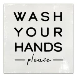 Wash Your Hands Please 12" X 12" Canvas Wall Art