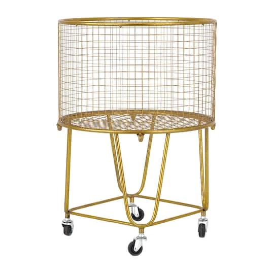 24" Gold Iron Glam Storage Cart 6 24" Gold Iron Glam Storage Cart - Image 4
