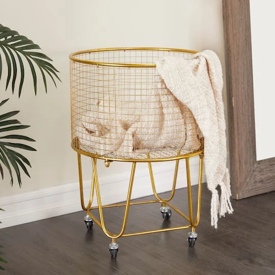 24" Gold Iron Glam Storage Cart 5 24" Gold Iron Glam Storage Cart - Image 3