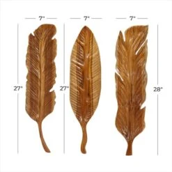 Set Of 3 Brown Teak Wood Rustic Wall Decor 7", 27" -Michaels Decor Sale D506546S 7