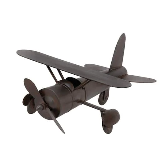Brown Metal Vintage Sculpture, Airplane 9" X 18" X 15" 3 Brown Metal Vintage Sculpture, Airplane 9" X 18" X 15"