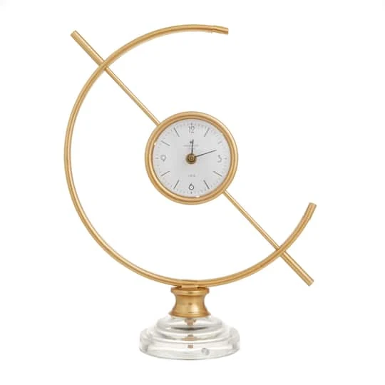 Gold Iron Modern Clock, 16" X 13" X 5" 3 Gold Iron Modern Clock, 16" X 13" X 5"