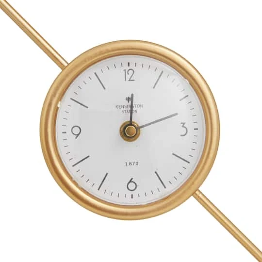 Gold Iron Modern Clock, 16" X 13" X 5" 7 Gold Iron Modern Clock, 16" X 13" X 5" - Image 5