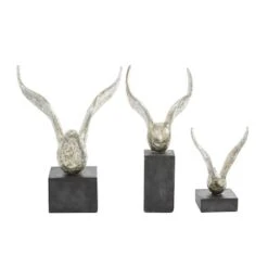 Set Of 3 Silver Polystone Contemporary Sculpture, 14", 9", 14" -Michaels Decor Sale D509772S 2