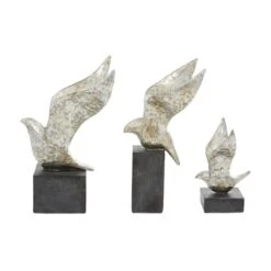 Set Of 3 Silver Polystone Contemporary Sculpture, 14", 9", 14" -Michaels Decor Sale D509772S 3