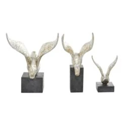 Set Of 3 Silver Polystone Contemporary Sculpture, 14", 9", 14" -Michaels Decor Sale D509772S 6