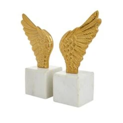 10" Angel Wing Aluminum Bookend Set Gold -Michaels Decor Sale D511350S 2
