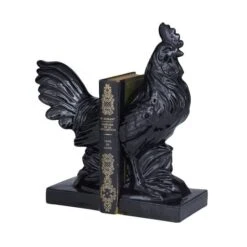 Modern Rooster Farmhouse Dolomite Bookend Set