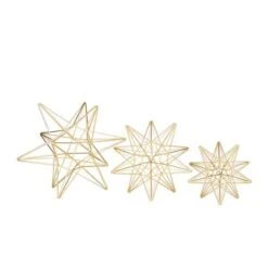 CosmoLiving By Cosmopolitan Set Of 3 Gold Iron Glam Sculpture, 12" X 13" X 14"