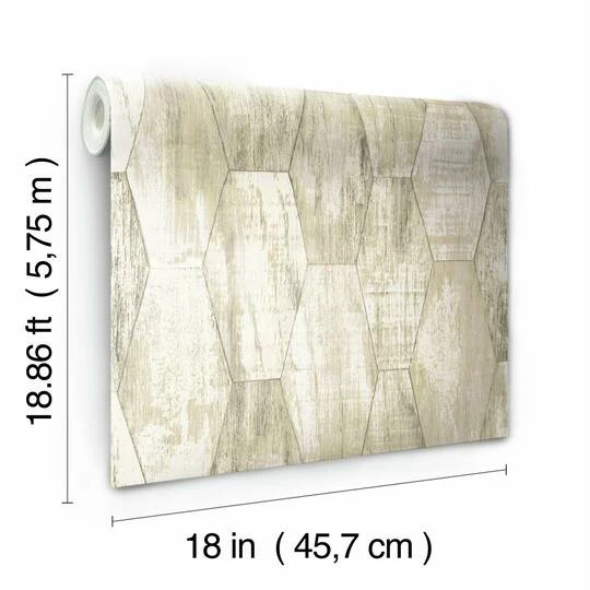 RoomMates Wood Hexagon Tile Peel & Stick Wallpaper Tan 10 RoomMates Wood Hexagon Tile Peel & Stick Wallpaper Tan - Image 8