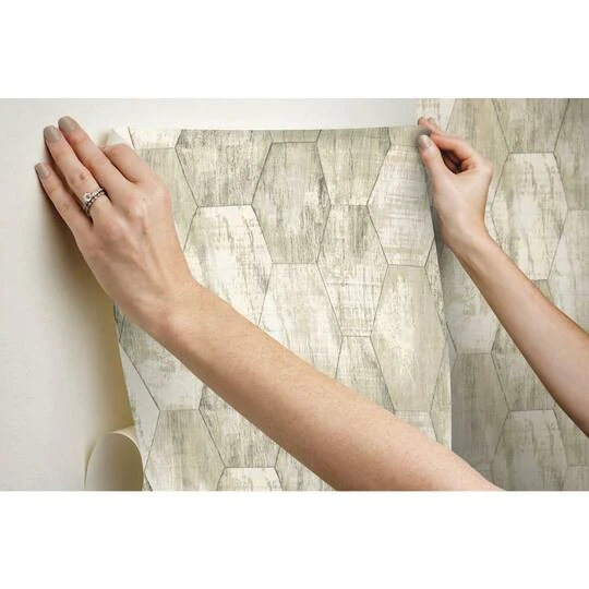 RoomMates Wood Hexagon Tile Peel & Stick Wallpaper Tan 12 RoomMates Wood Hexagon Tile Peel & Stick Wallpaper Tan - Image 10