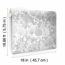 Roommates Forest Friends Peel & Stick Wallpaper Gray/White -Michaels Decor Sale D515237S 7